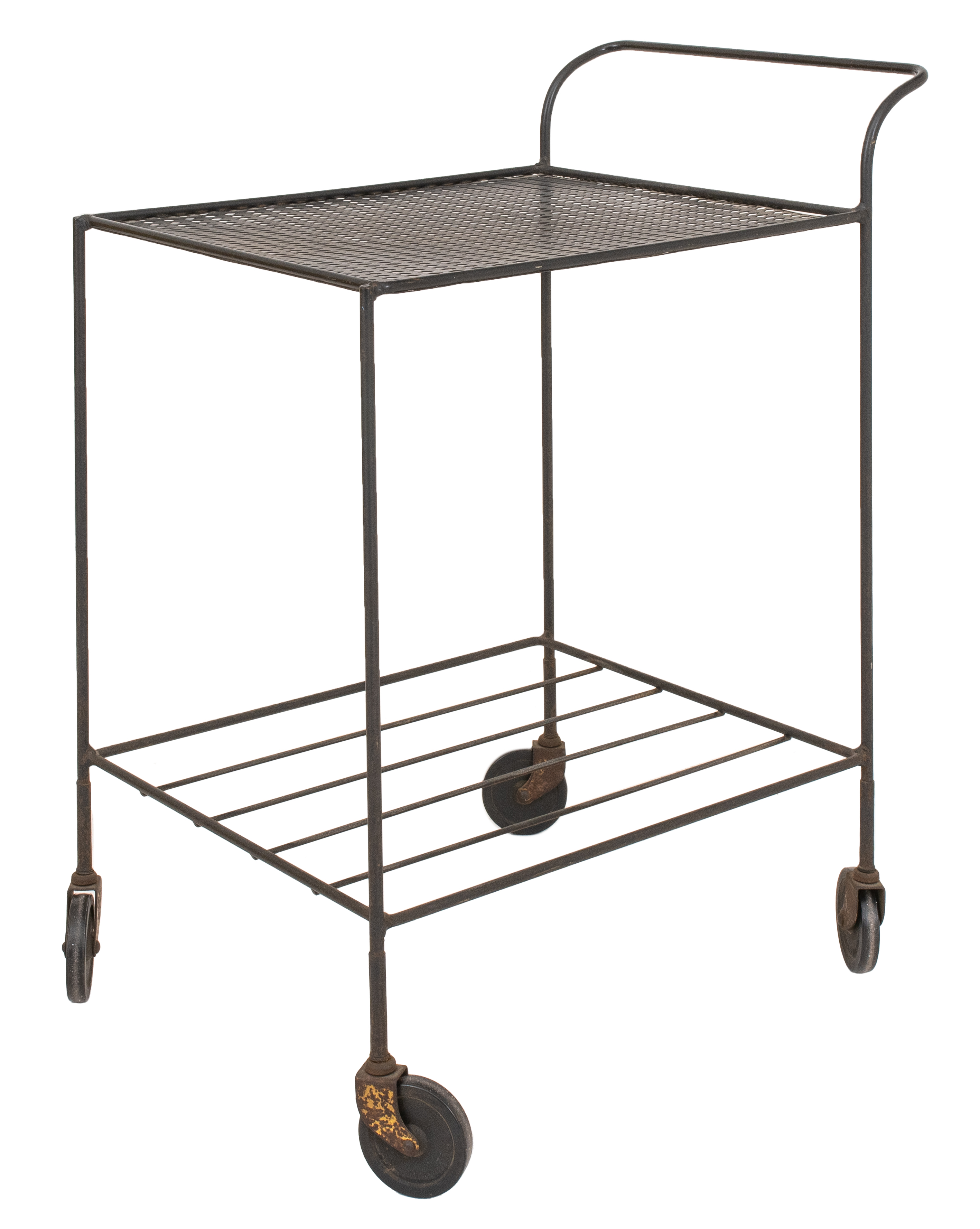 Appraisal: MATHIEU MATEGOT MANNER IRON BAR CART Low bar cart in