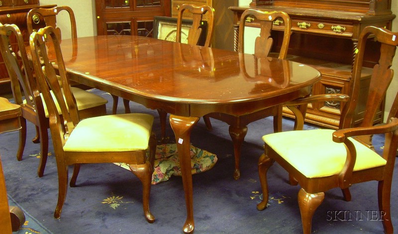 Appraisal: Queen Anne Style Maple and Beechwood Dining Table and Set