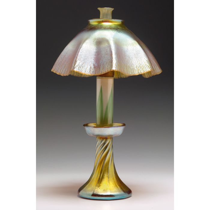 Appraisal: Unusually nice L C Tiffany kerosene candlestick lamp chimney base