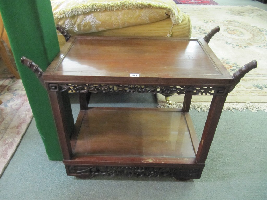 Appraisal: Chinese hardwood two tier occasional table