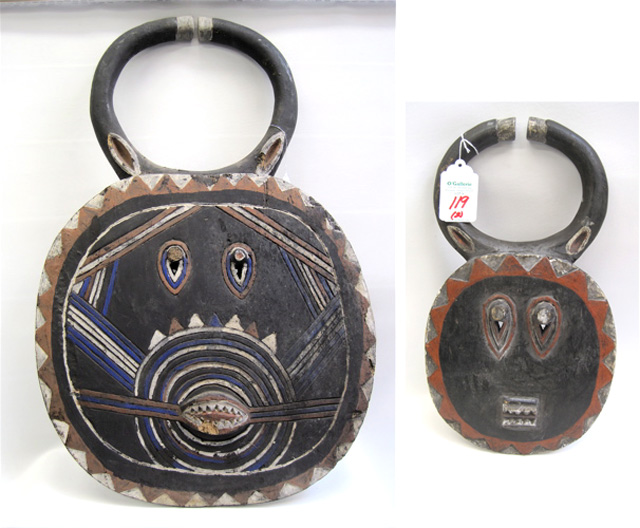 Appraisal: TWO GOLI AFRICAN CARVED MASKS from Baule the east side