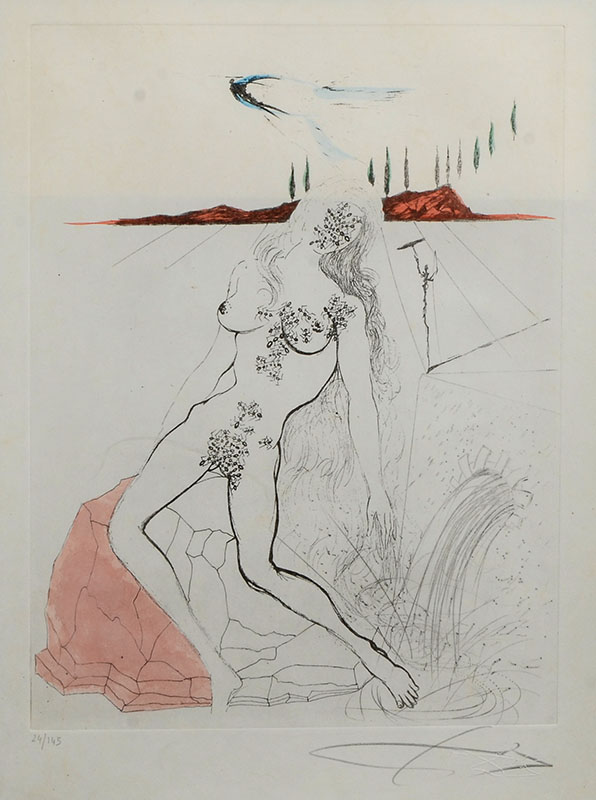 Appraisal: DALI Salvador Spanish - Femme a la Fontaine Hand Colored