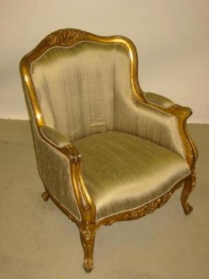 Appraisal: A GILT WOOD BERGERE of Louis XV type upholstered in