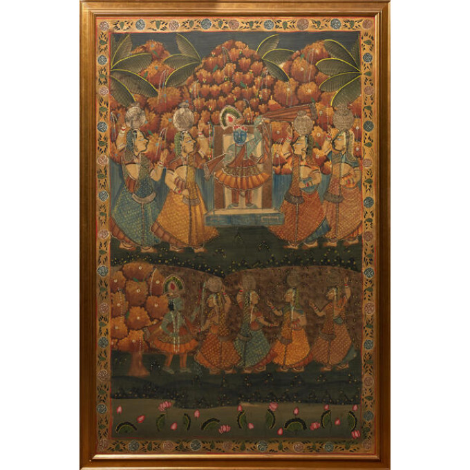 Appraisal: Indian School Procession Before the Maharajah th c watercolor on