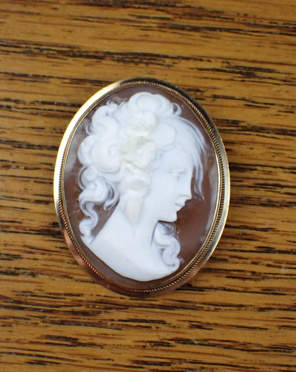 Appraisal: A CAMEO PORTRAIT PENDANT BROOCH K yellow gold - W