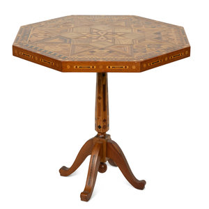 Appraisal: A Parquetry Decorated Various Woods Flip-Top Table Second Half th