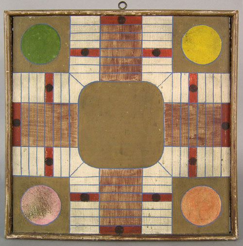 Appraisal: Painted Parcheesi board early th c x