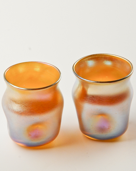 Appraisal: Two Tiffany Favrile Cordials in iridescent gold Both marked L