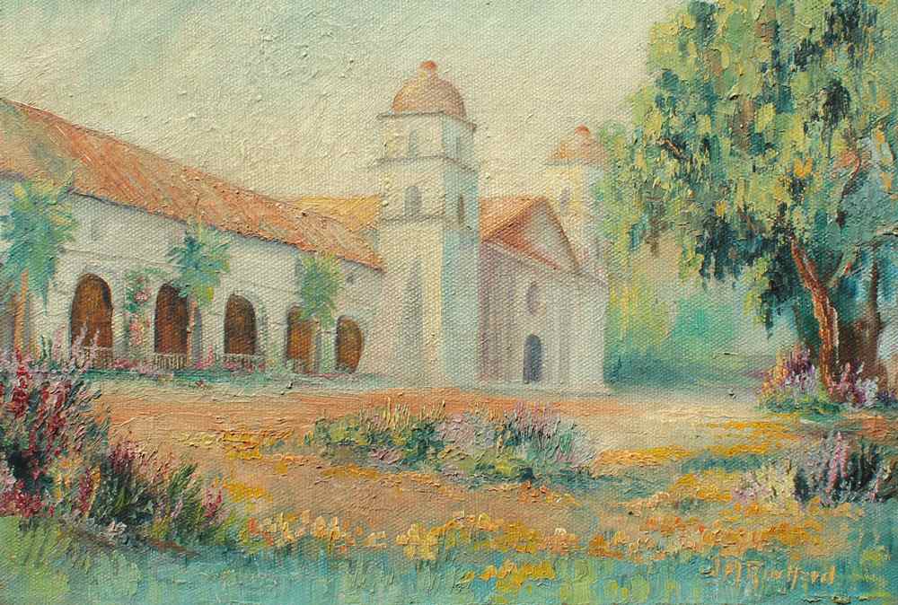 Appraisal: REINHARD John Maitland American - ''Santa Barbara Mission'' OIL Canvasboard