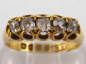 Appraisal: An carat gold five stone diamond ring mixed old cuts