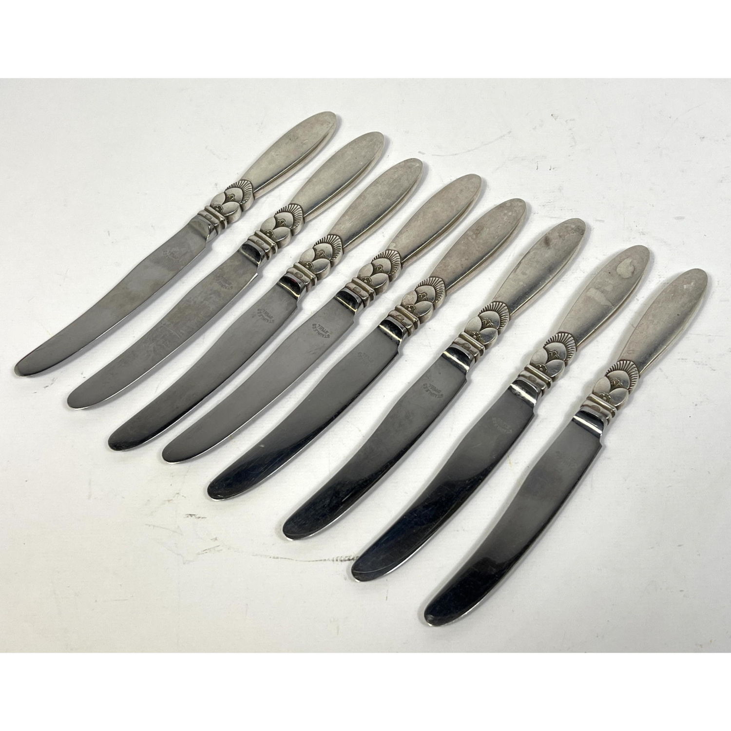 Appraisal: Georg Jensen Cactus sterling knife set Dimensions H inches ---