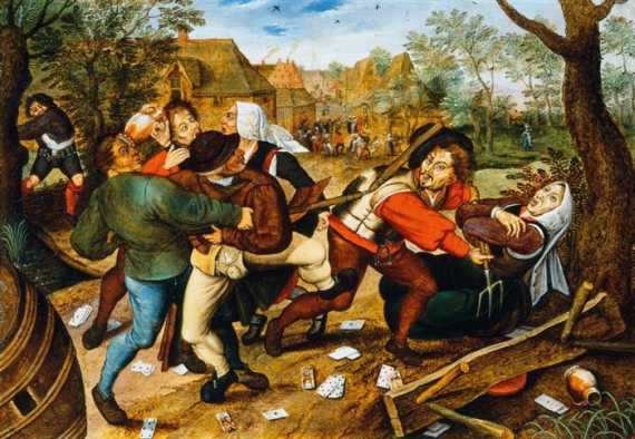 Appraisal: BRUEGHEL PIETER the younger Brussels - Antwerp Peasants brawling over