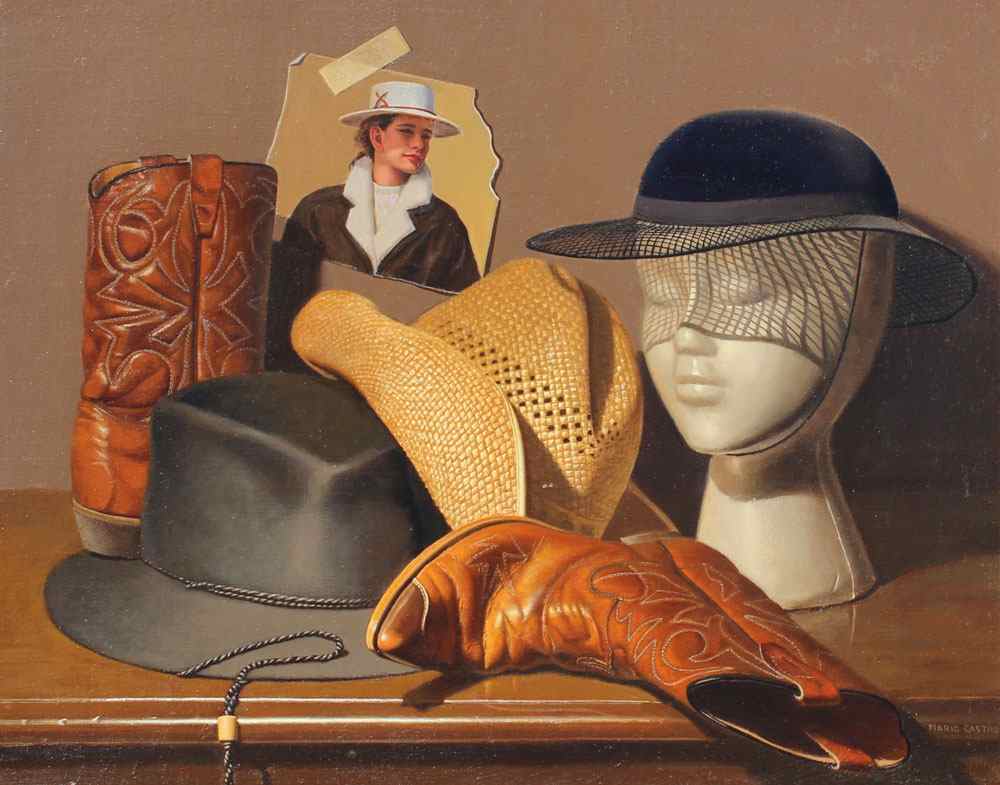 Appraisal: CASTRO Mario American - ''Hats and Boots'' OIL Canvas ''