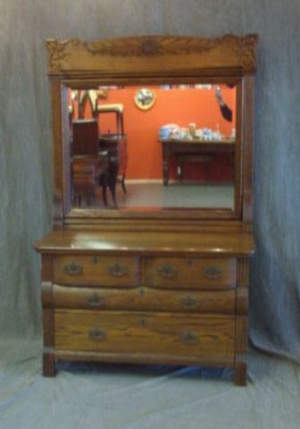 Appraisal: Oak Chest with Mirror From a Brooklyn NY home Dimensions