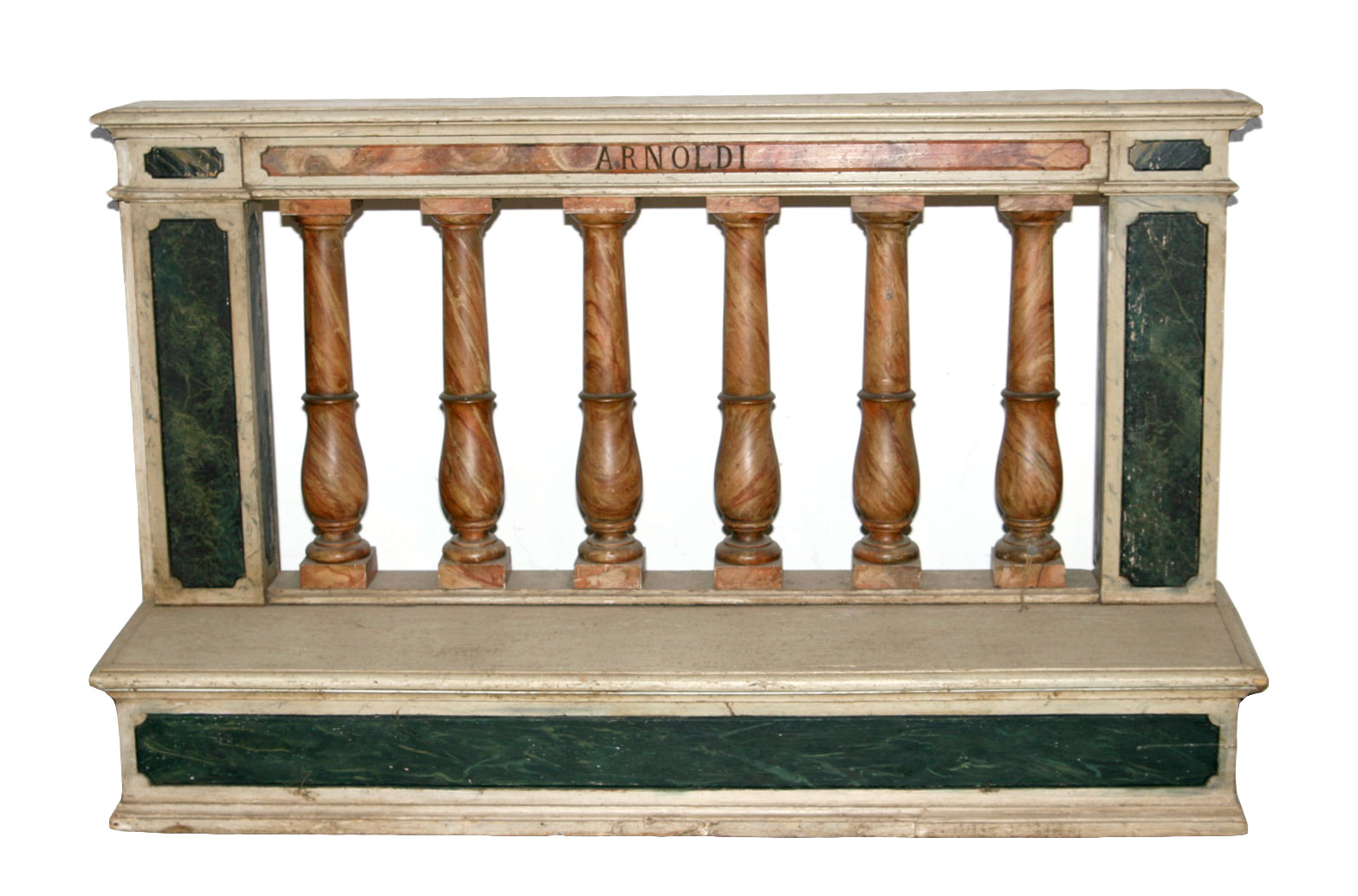 Appraisal: ITALIAN PAINTED AND MARBELIZED BALASTERED ALTAR RAILING INSCRIBED ARNOLDI Height