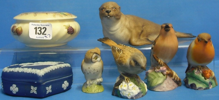 Appraisal: Royal Worcester Birds Chaffinch Hedge Sparrow Robin and Aynsley Animals