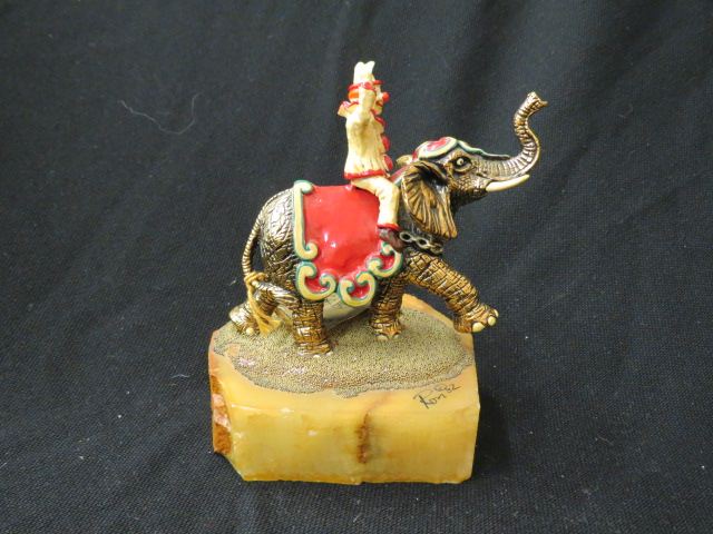 Appraisal: Ronald A Lee Figurine of a Circus Clownriding an elephant