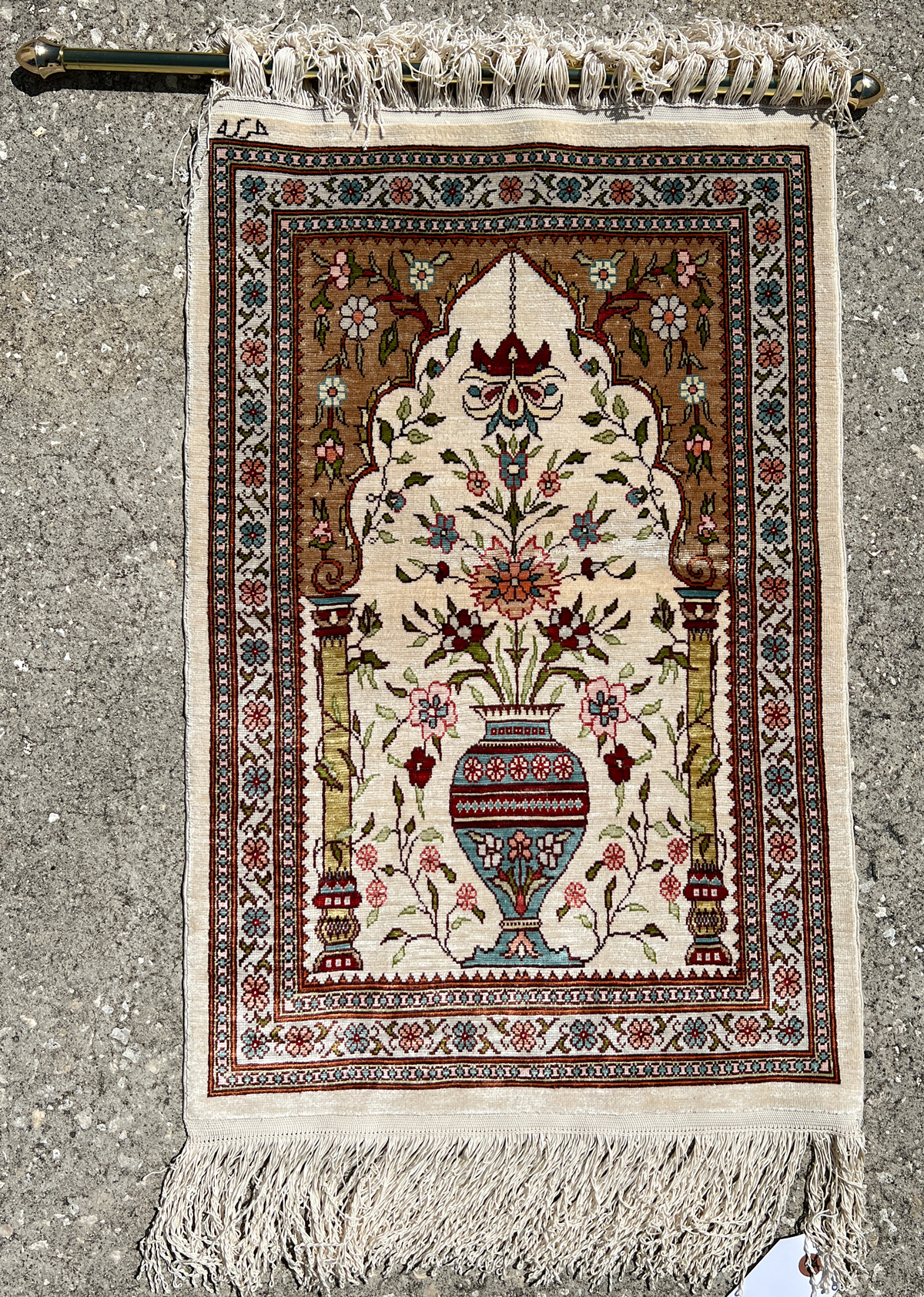 Appraisal: TURKISH HEREKE HK SILK PRAYER RUG ' '' X '