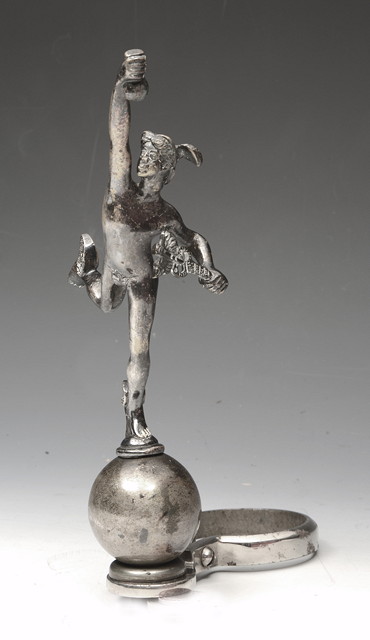 Appraisal: A SILVERED CAR MASCOT in the form of Mercury holding