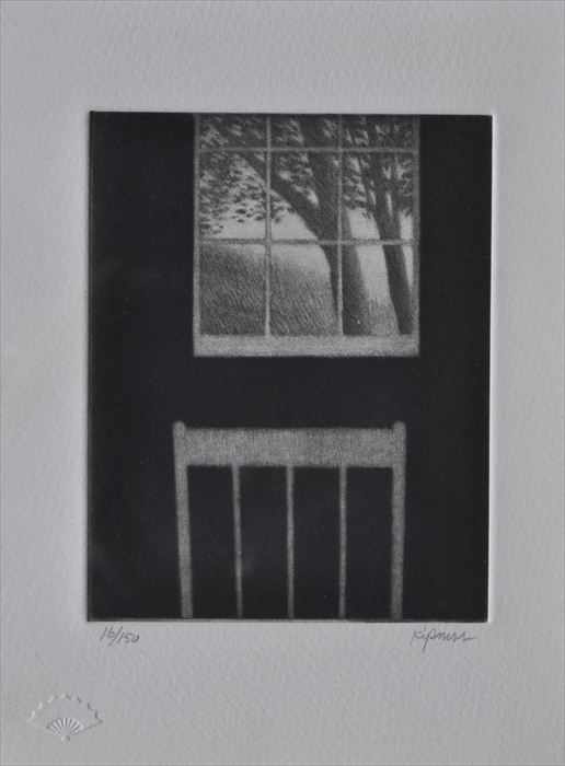 Appraisal: ROBERT KIPNISS b LANDSCAPE WITH WINDOW AND CHAIR Mezzotint x