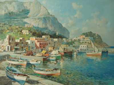 Appraisal: Giuseppe Salvati Italian - Capri Oil on canvas signed in