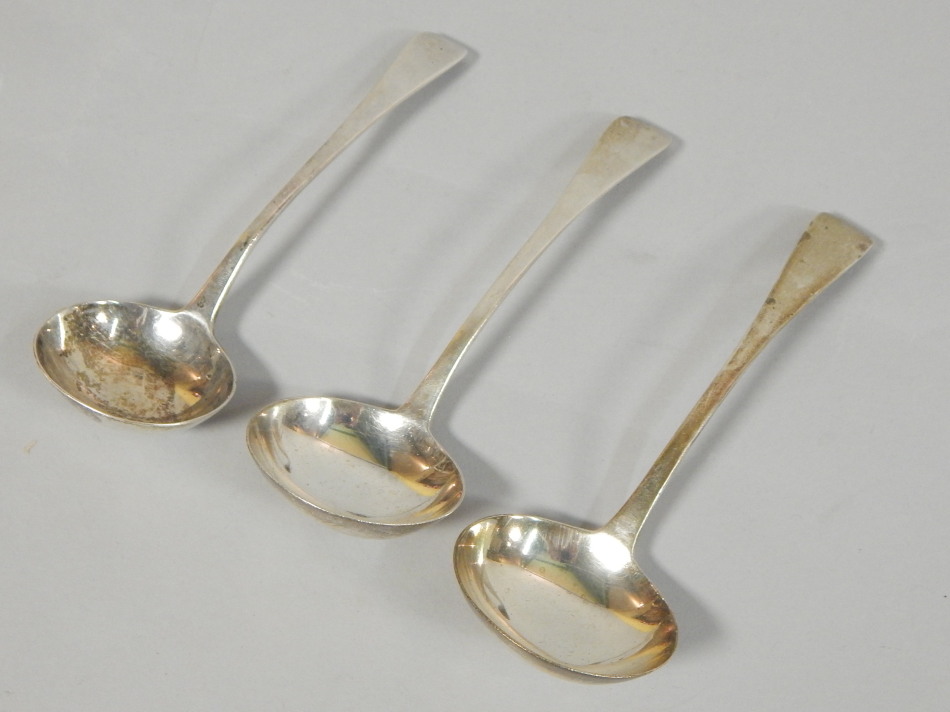 Appraisal: Three Victorian Old English Pattern silver ladles various dates and