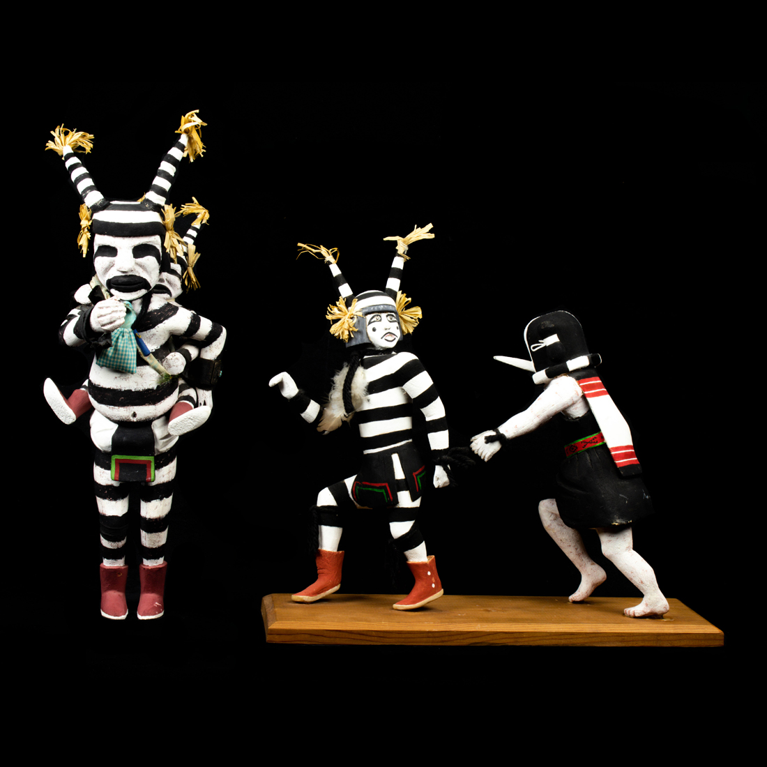 Appraisal: LOT OF HOPI CLOWN KACHINAS ONE OF A MOTHER WITH