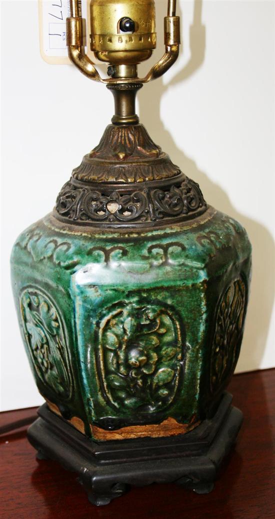 Appraisal: Green ceramic lamp