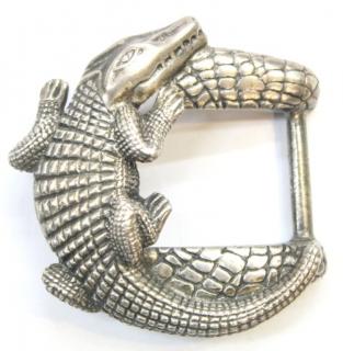 Appraisal: Jeff Deegan Sterling Silver Alligator Belt Buckle In the form