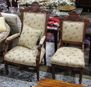 Appraisal: lot of Victorian Eastlake walnut parlor suite lot of Victorian