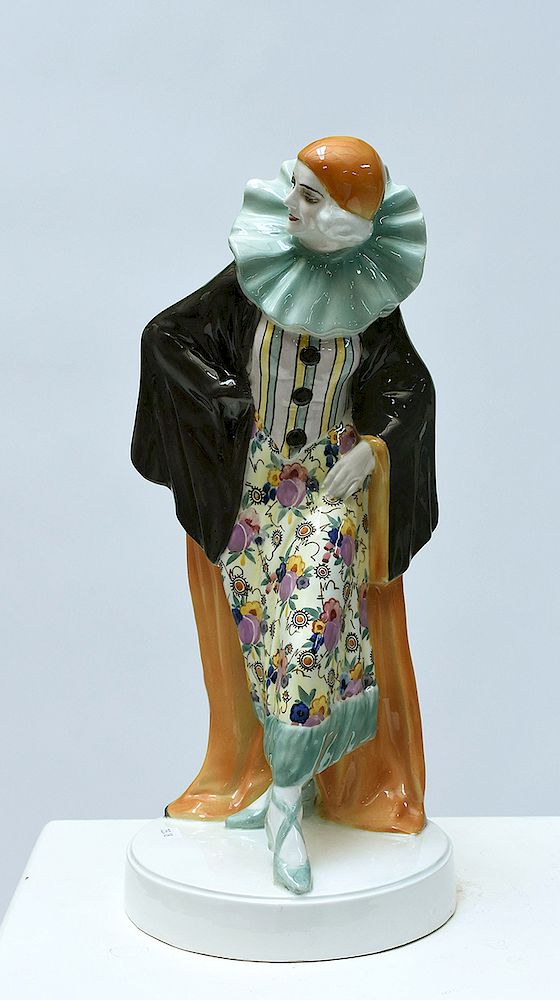 Appraisal: Large Goldscheider Art Deco figure of Harlequin Large Goldscheider Art