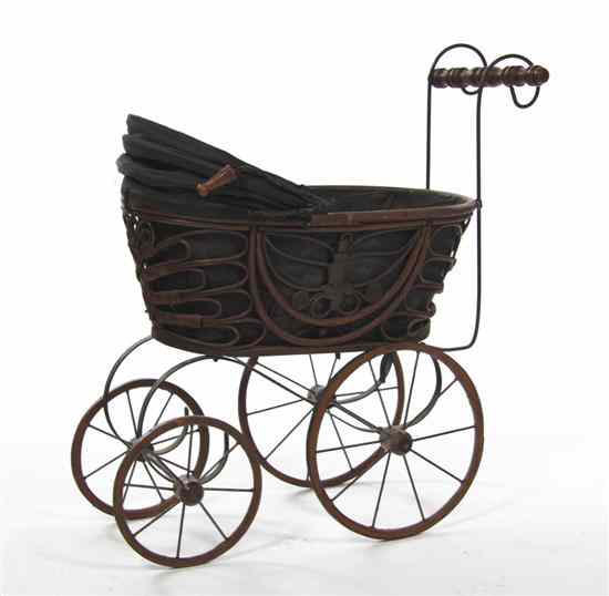 Appraisal: A Vintage Bentwood and Wirework Baby Carriage of oval form