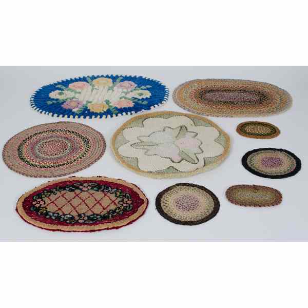 Appraisal: Doll House Hooked and Braided Rugs American An assembled group