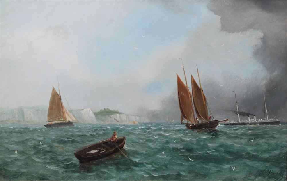 Appraisal: WILLIAM ADOLPHUS KNELL BRITISH - SAILBOATS IN THE BAY Oil