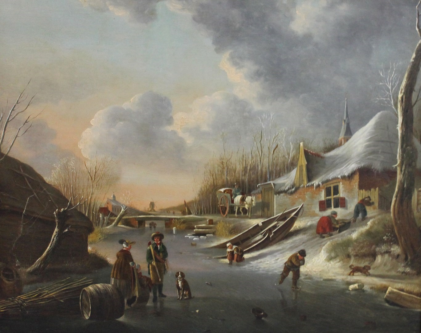 Appraisal: Manner of Andries Vermeulen Villagers skating in a frozen winter