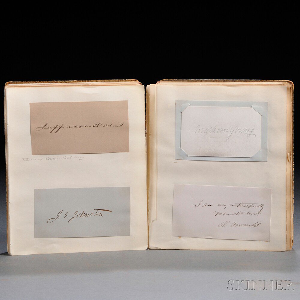 Appraisal: Presidential and Literary Autographs c Commercially produced green morocco album