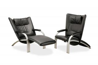 Appraisal: Pair WK Mohnen Reclining Black Theatre Chairs WK Wohnen German