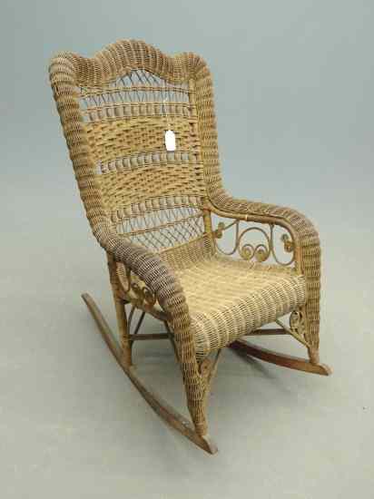 Appraisal: Victorian wicker rocking chair As found '' Ht