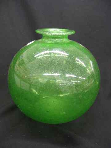 Appraisal: Emerald Art Glass Vase infusion of air bubbles throughout ''