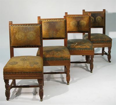 Appraisal: A set of four Gothic reform chairs in the manner