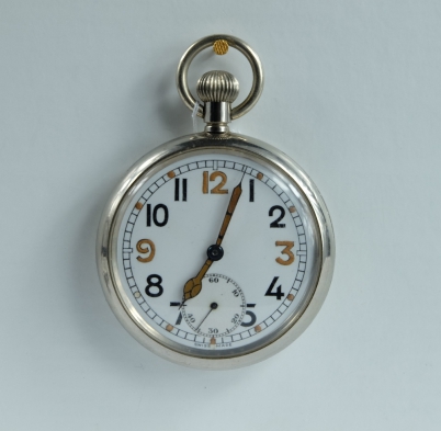 Appraisal: Military pocket watch with white dial marked to the back