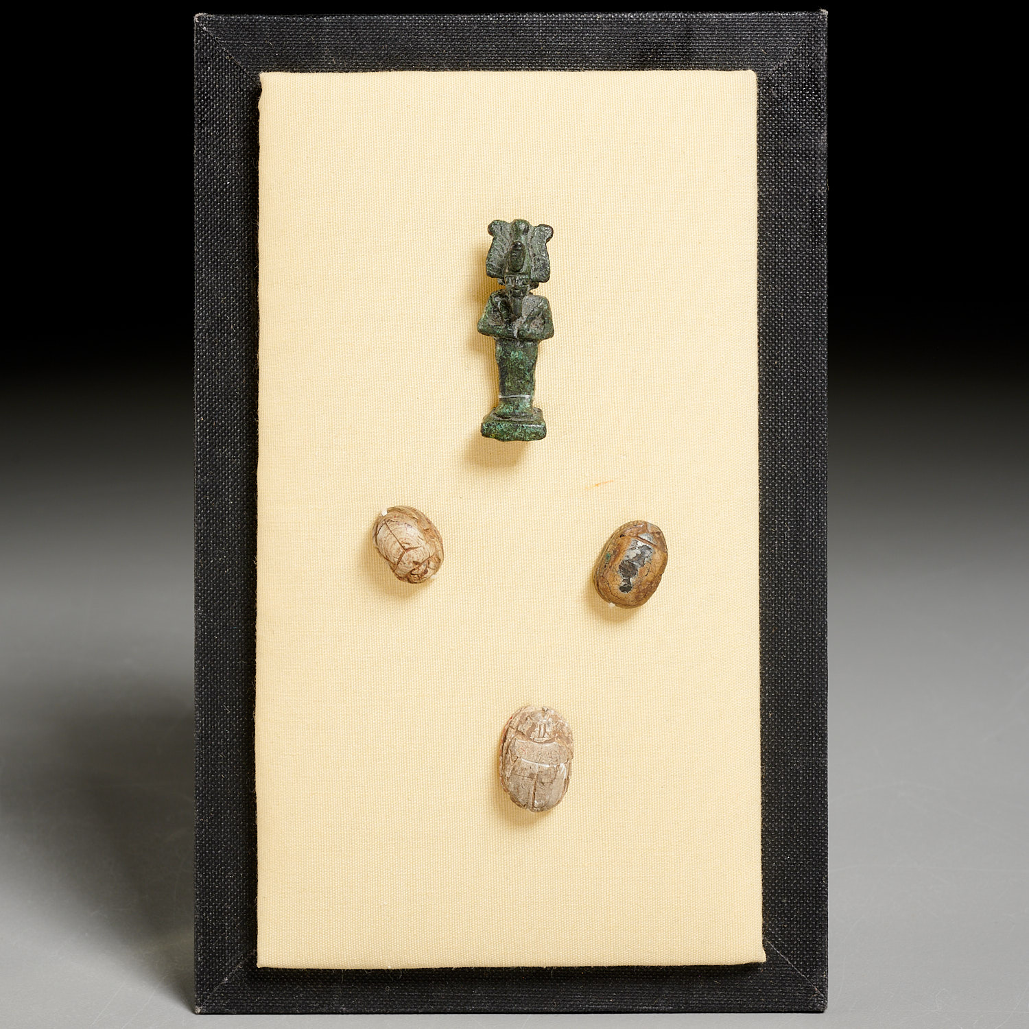 Appraisal: EGYPTIAN SCARABS AND BRONZE AMULET EX-MUSEUM Probably - BCE carved