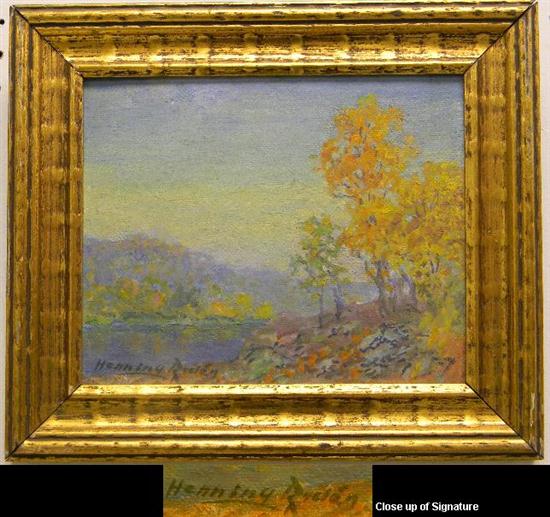 Appraisal: Henning Ryden - oil on board autumn scene signed LL