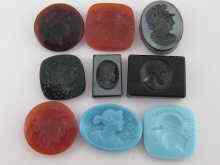 Appraisal: Nine glass intaglios largest approx cm