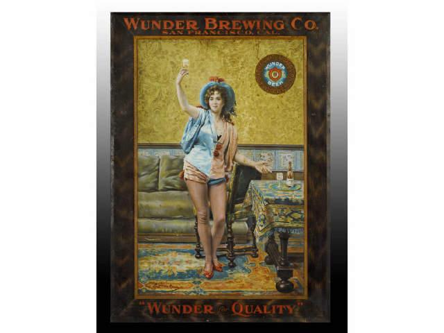 Appraisal: Wunder Brewing Co Tin Litho Self-Framed Sign Description Circa s