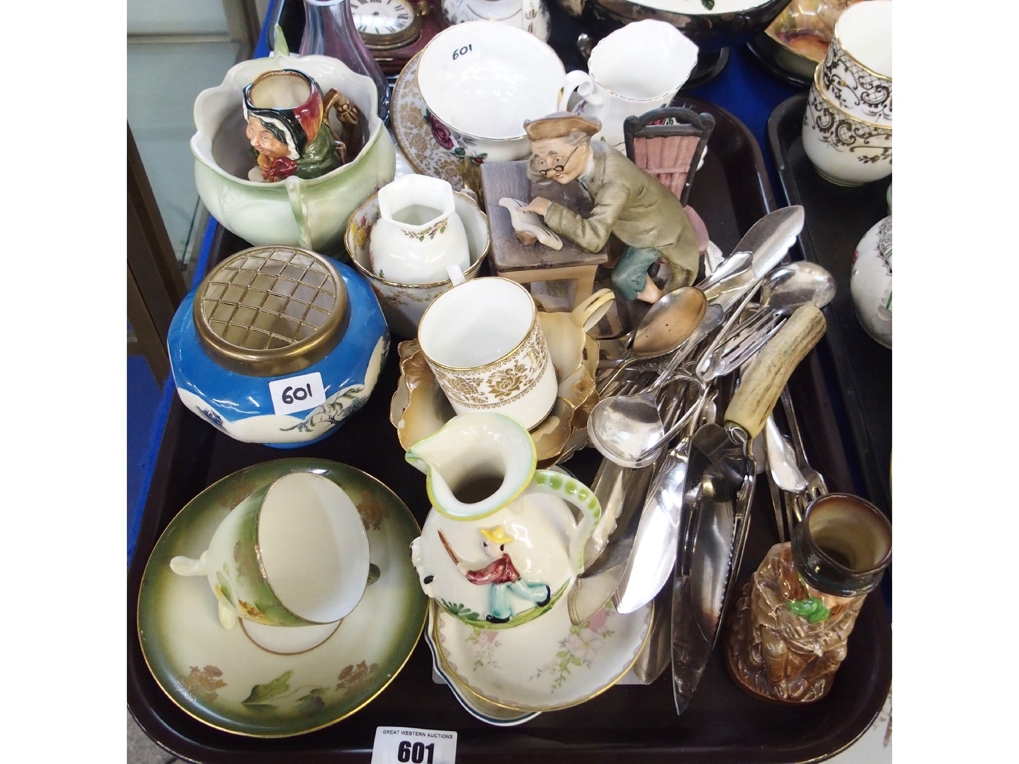 Appraisal: Tray comprising various porcelain including teawares Royal Doulton toby jug