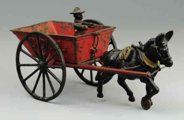 Appraisal: IVES COAL CART Horse drawn cast iron example red open