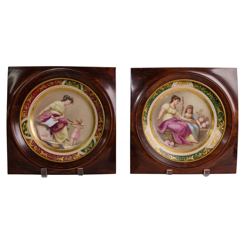 Appraisal: ROYAL VIENNA HAND PAINTED PORCELAIN PORTRAIT PLATESSimilar pair hand painted