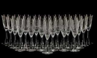 Appraisal: Set Tiffin Chalfonte Crystal Champagne Flutes Tiffin Glass Company American