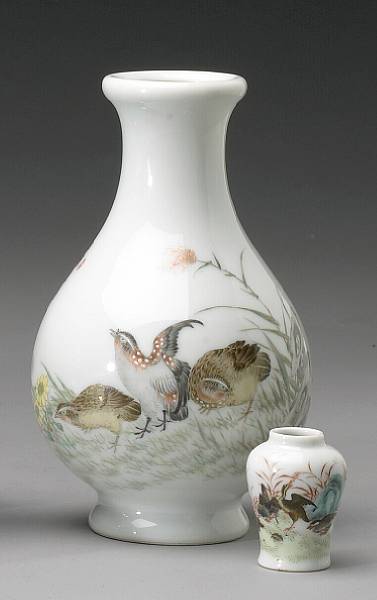 Appraisal: A group of two overglaze enameled porcelain vases Qianlong Marks